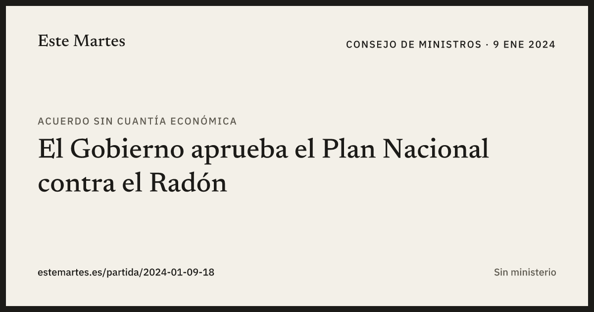 Tarjeta: El Gobierno aprueba el Plan Nacional contra el Radón
