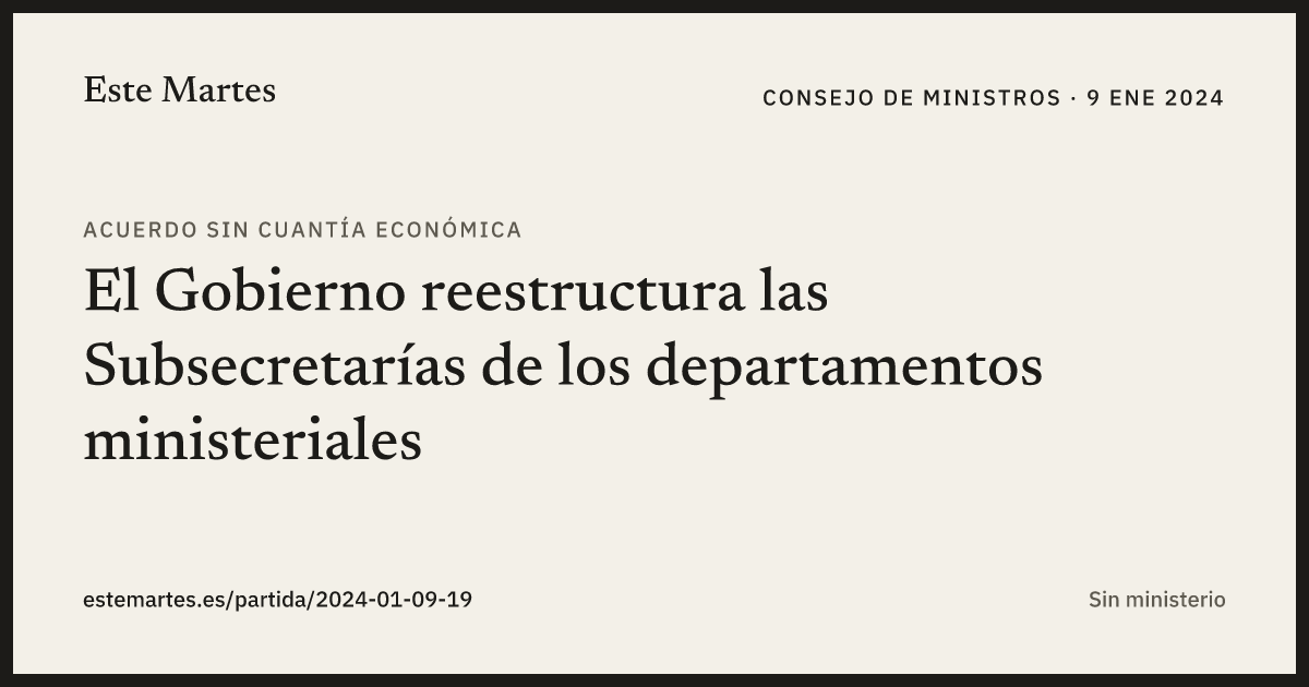 Tarjeta: El Gobierno reestructura las Subsecretarías de los departamentos ministeriales
