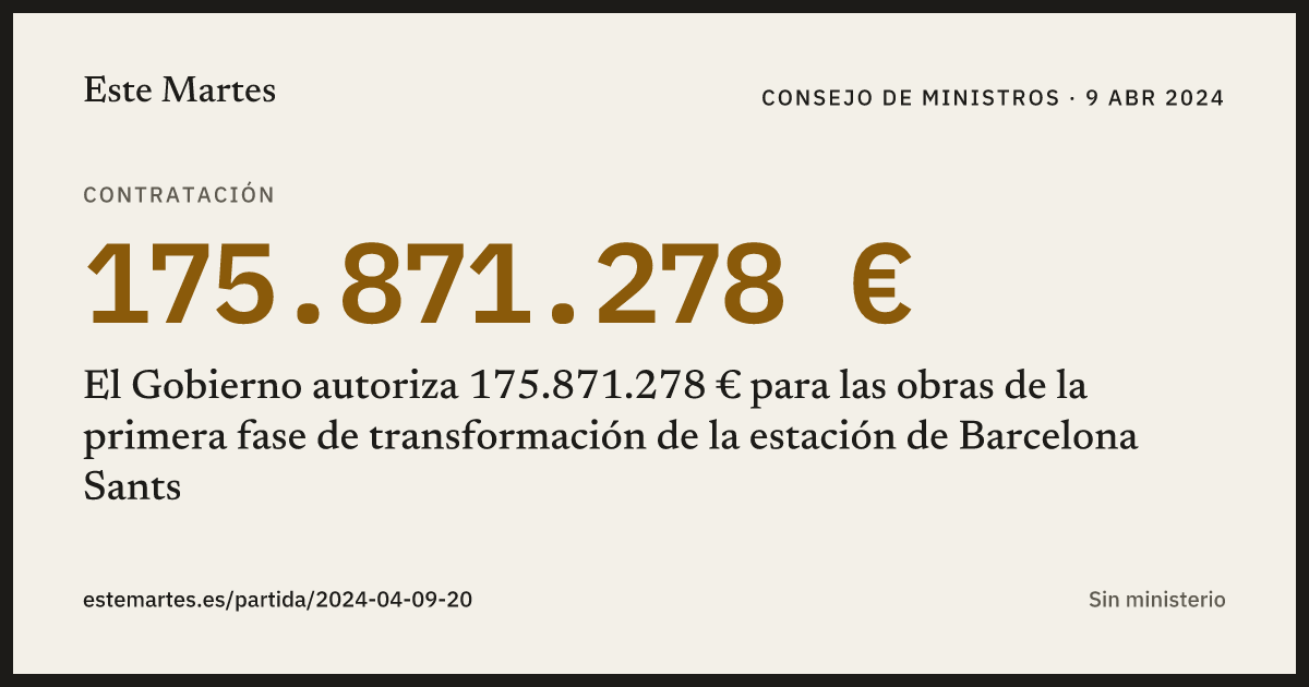 Tarjeta: El Gobierno autoriza 175.871.278 € para las obras de la primera fase de transformación de la estación de Barcelona Sants