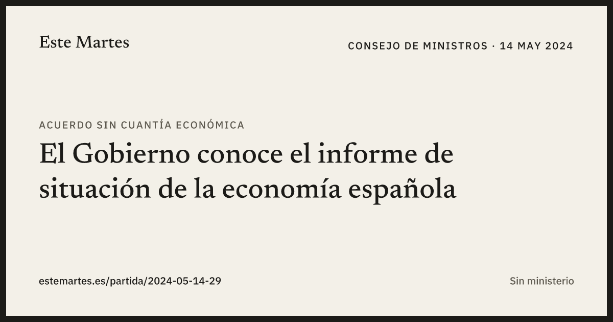 Tarjeta: El Gobierno conoce el informe de situación de la economía española
