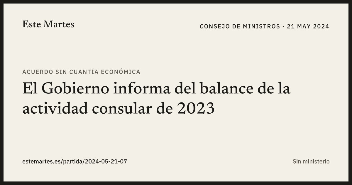 Tarjeta: El Gobierno informa del balance de la actividad consular de 2023