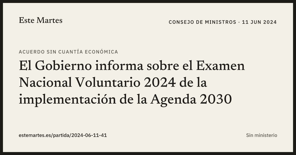 Tarjeta: El Gobierno informa sobre el Examen Nacional Voluntario 2024 de la implementación de la Agenda 2030