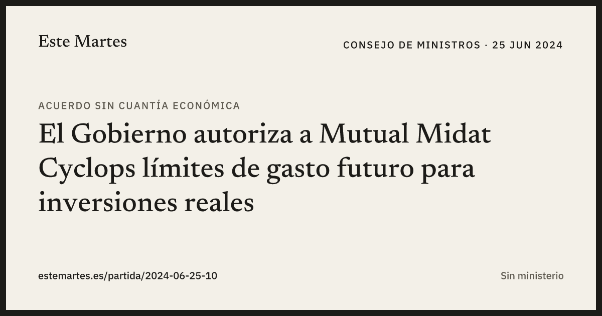 Tarjeta: El Gobierno autoriza a Mutual Midat Cyclops límites de gasto futuro para inversiones reales