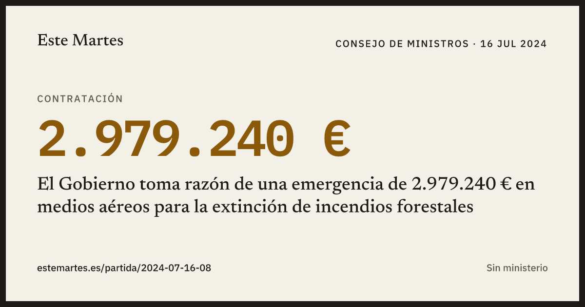 Tarjeta: El Gobierno toma razón de una emergencia de 2.979.240 € en medios aéreos para la extinción de incendios forestales