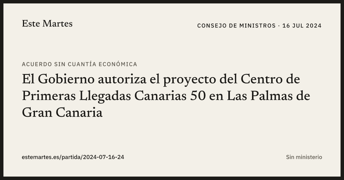 Tarjeta: El Gobierno autoriza el proyecto del Centro de Primeras Llegadas Canarias 50 en Las Palmas de Gran Canaria
