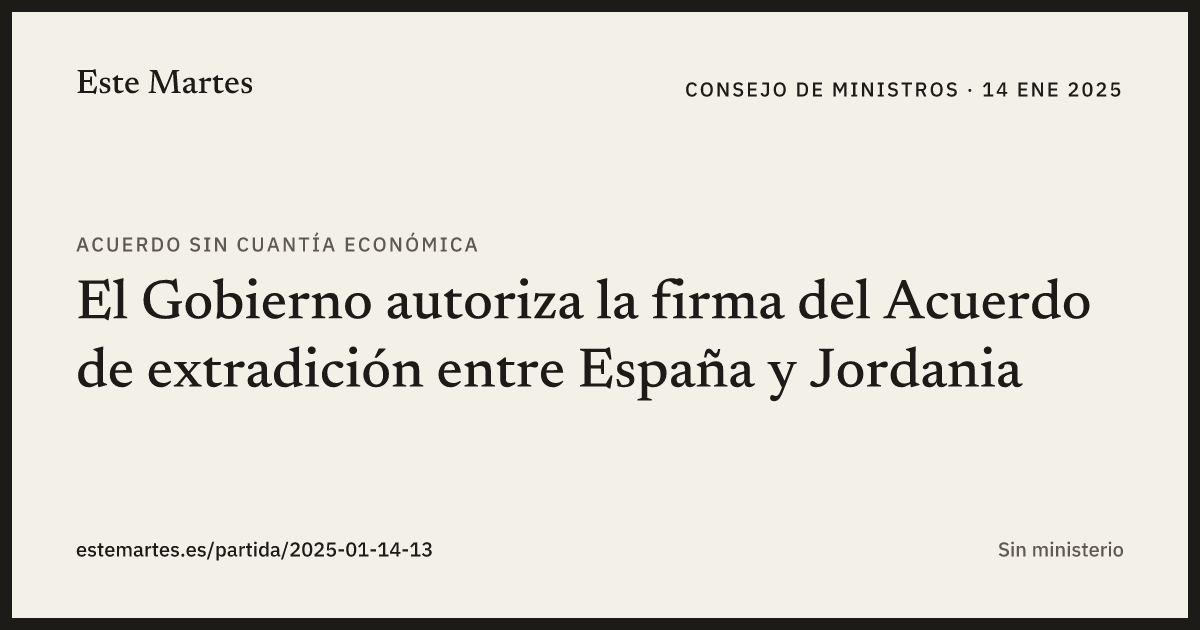 Tarjeta: El Gobierno autoriza la firma del Acuerdo de extradición entre España y Jordania