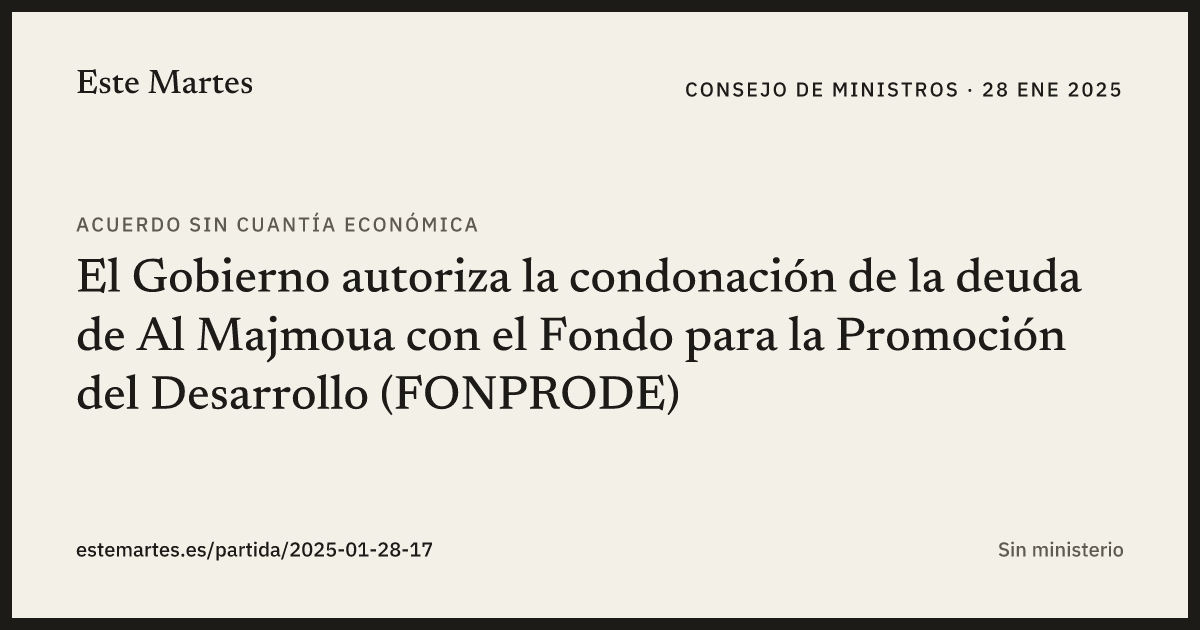 Tarjeta: El Gobierno autoriza la condonación de la deuda de Al Majmoua con el Fondo para la Promoción del Desarrollo (FONPRODE)