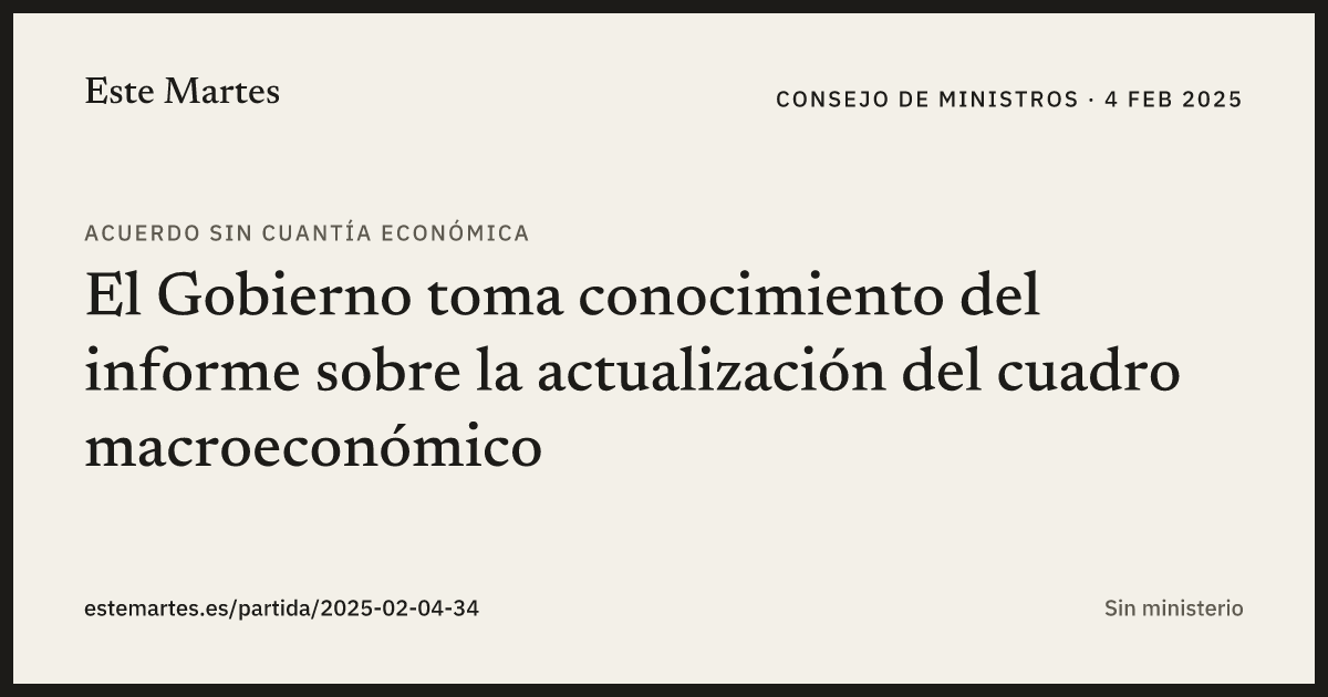 Tarjeta: El Gobierno toma conocimiento del informe sobre la actualización del cuadro macroeconómico