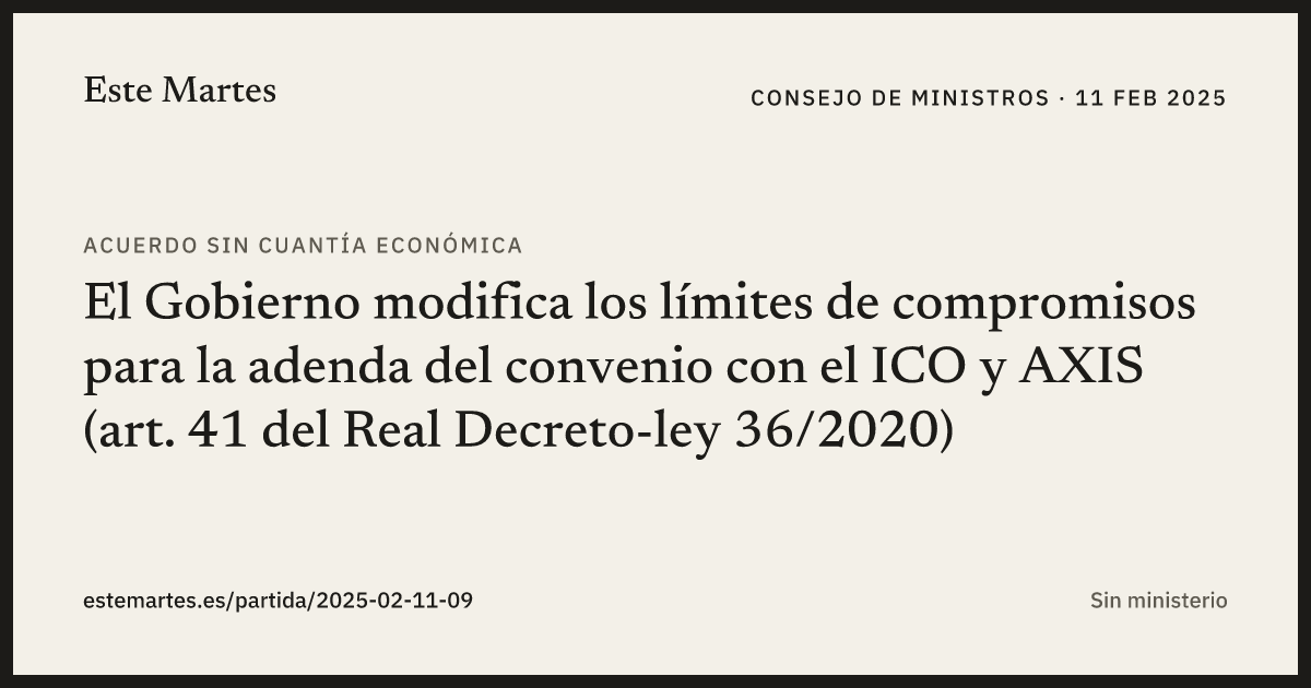 Tarjeta: El Gobierno modifica los límites de compromisos para la adenda del convenio con el ICO y AXIS (art. 41 del Real Decreto-ley 36/2020)