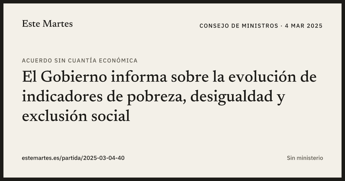 Tarjeta: El Gobierno informa sobre la evolución de indicadores de pobreza, desigualdad y exclusión social