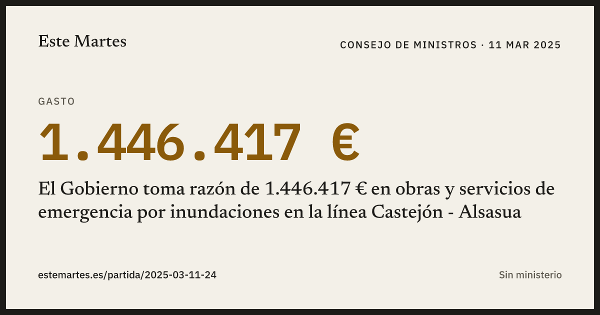 Tarjeta: El Gobierno toma razón de 1.446.417 € en obras y servicios de emergencia por inundaciones en la línea Castejón - Alsasua