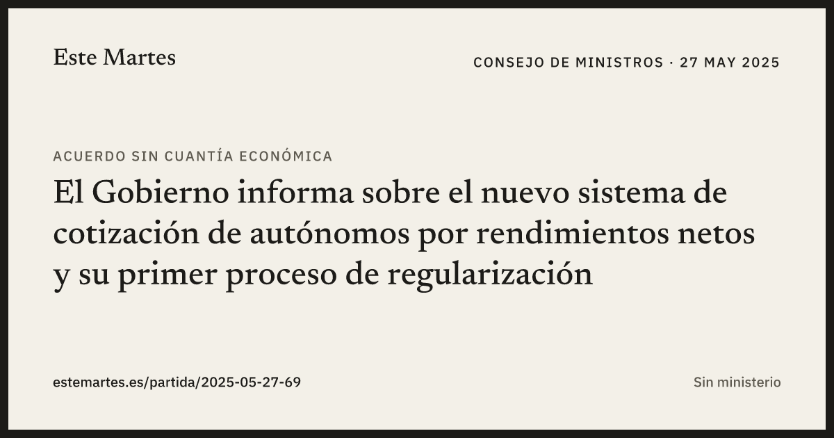Tarjeta: El Gobierno informa sobre el nuevo sistema de cotización de autónomos por rendimientos netos y su primer proceso de regularización