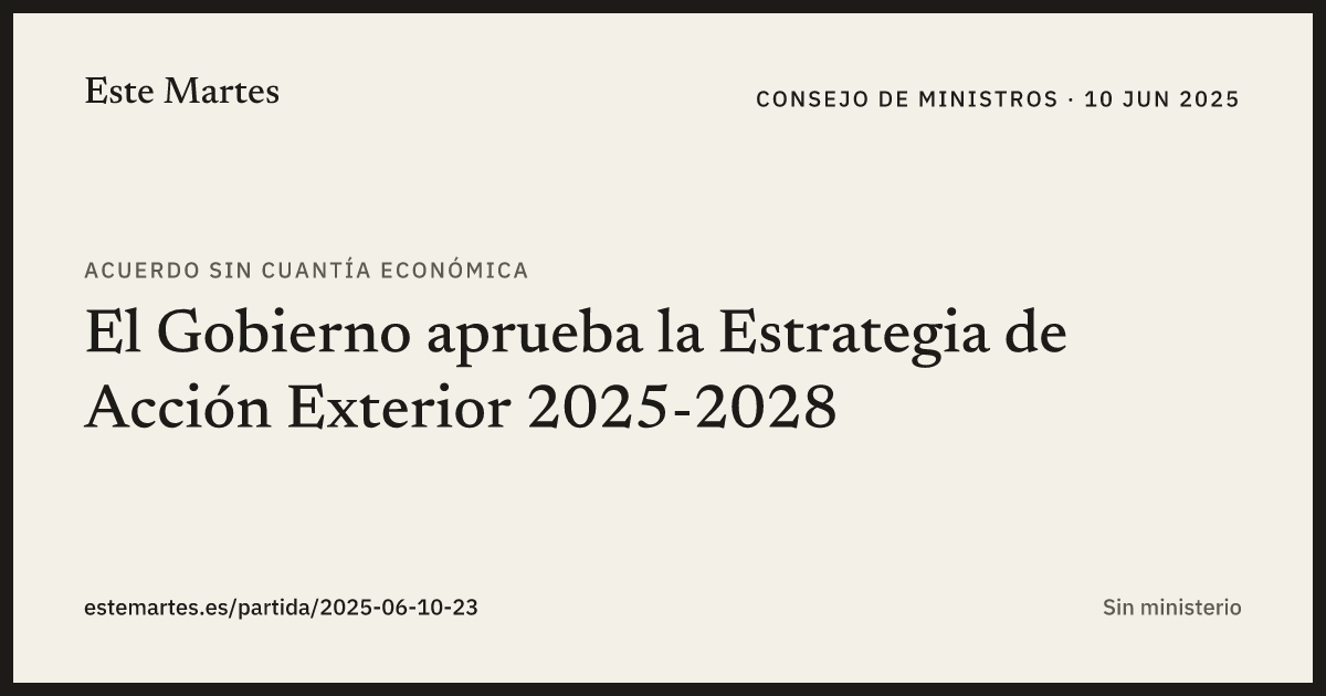 Tarjeta: El Gobierno aprueba la Estrategia de Acción Exterior 2025-2028