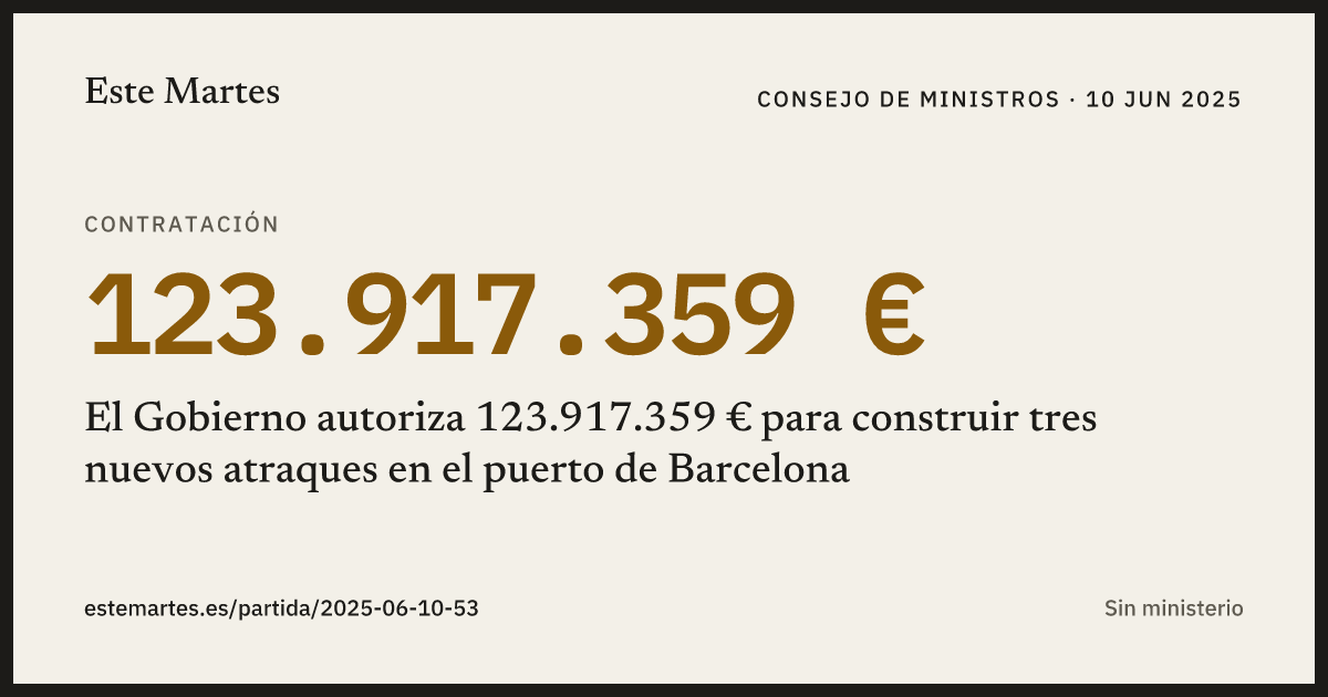 Tarjeta: El Gobierno autoriza 123.917.359 € para construir tres nuevos atraques en el puerto de Barcelona