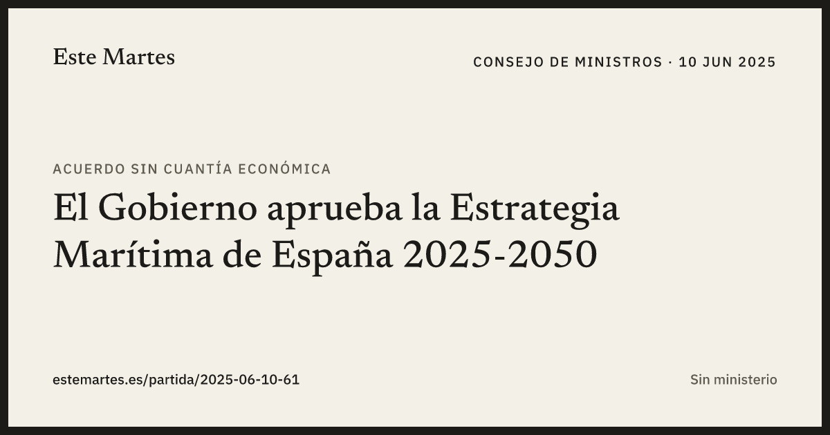 Tarjeta: El Gobierno aprueba la Estrategia Marítima de España 2025-2050