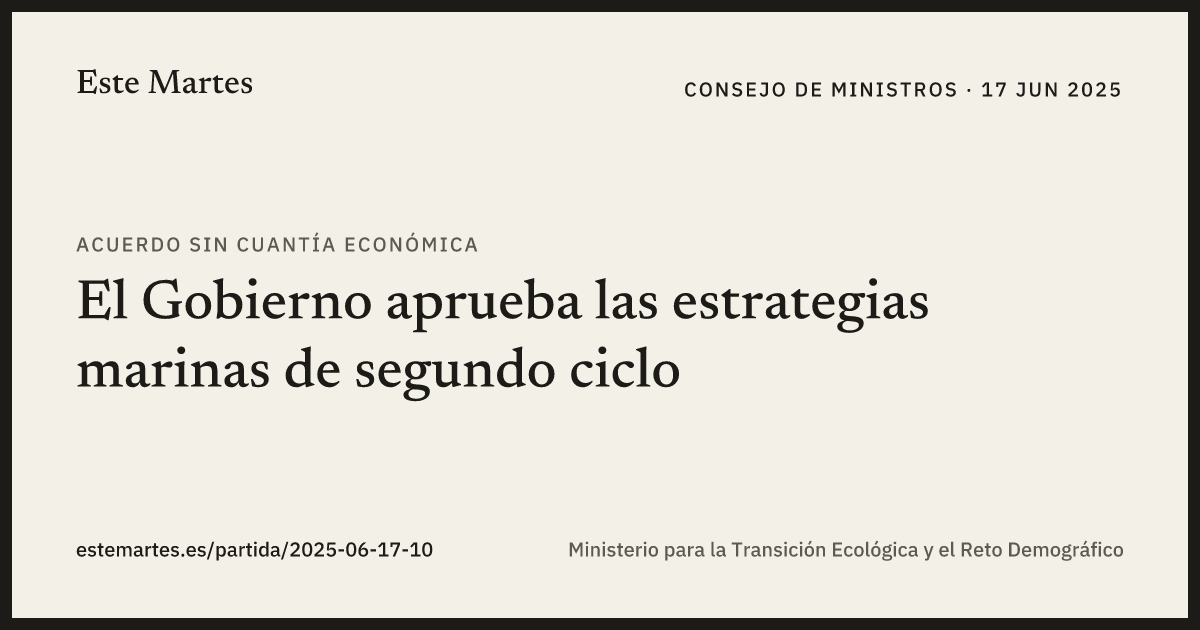 Tarjeta: El Gobierno aprueba las estrategias marinas de segundo ciclo
