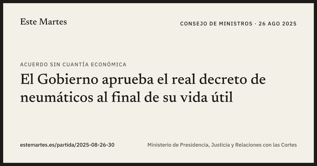 Tarjeta: El Gobierno aprueba el real decreto de neumáticos al final de su vida útil