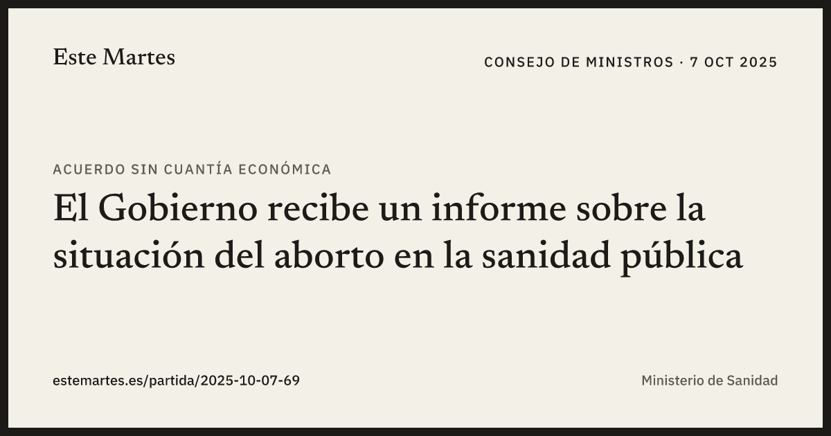 Tarjeta: El Gobierno recibe un informe sobre la situación del aborto en la sanidad pública