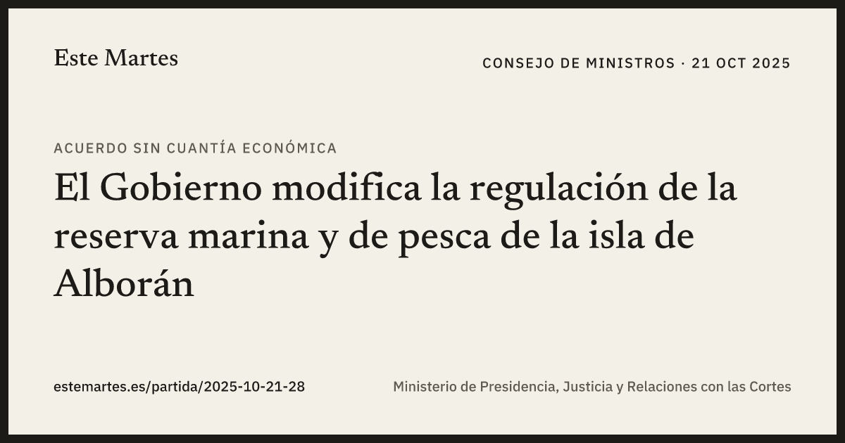 Tarjeta: El Gobierno modifica la regulación de la reserva marina y de pesca de la isla de Alborán