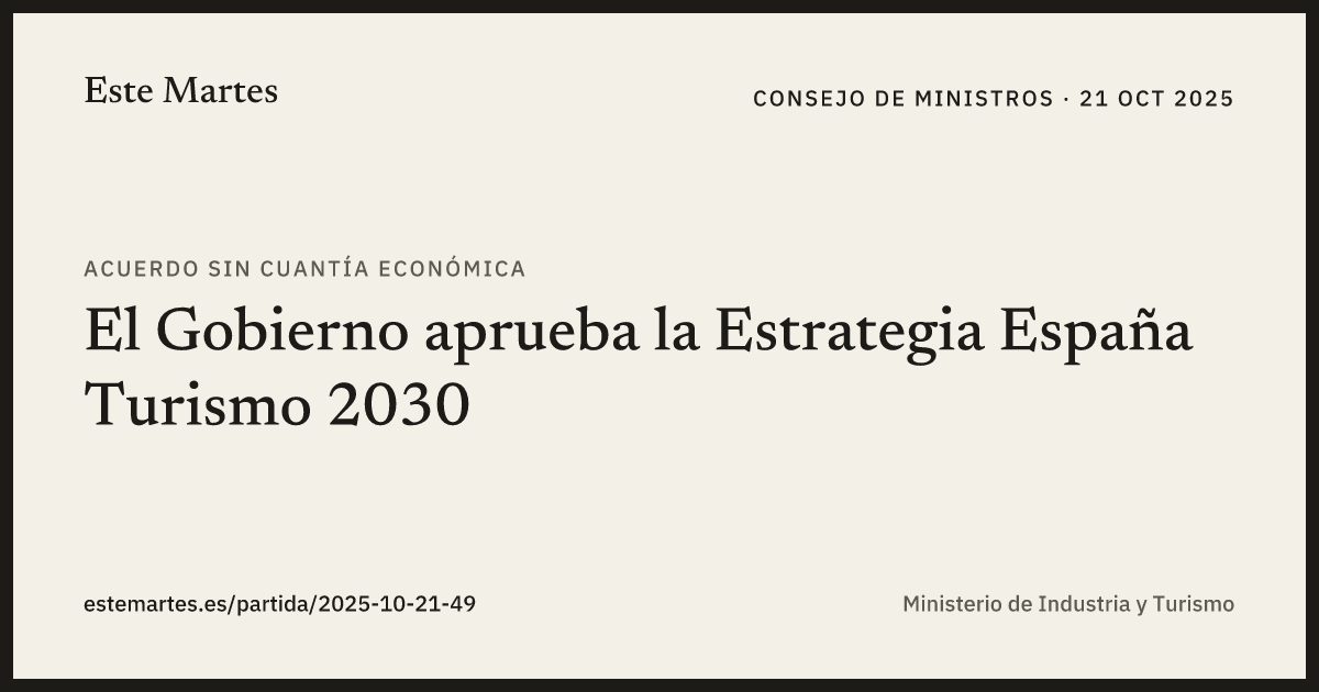 Tarjeta: El Gobierno aprueba la Estrategia España Turismo 2030