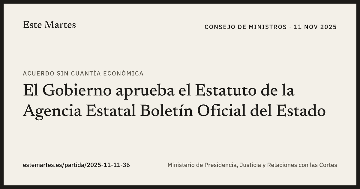 Tarjeta: El Gobierno aprueba el Estatuto de la Agencia Estatal Boletín Oficial del Estado