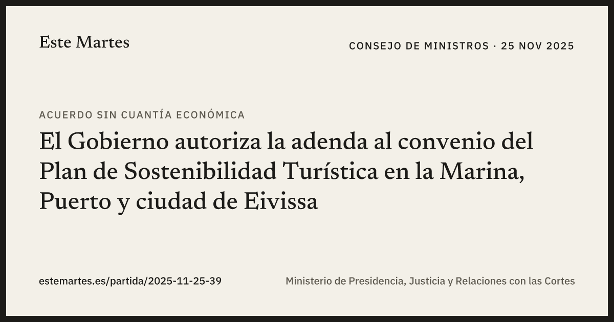 Tarjeta: El Gobierno autoriza la adenda al convenio del Plan de Sostenibilidad Turística en la Marina, Puerto y ciudad de Eivissa