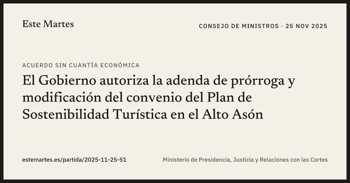 Tarjeta: El Gobierno autoriza la adenda de prórroga y modificación del convenio del Plan de Sostenibilidad Turística en el Alto Asón