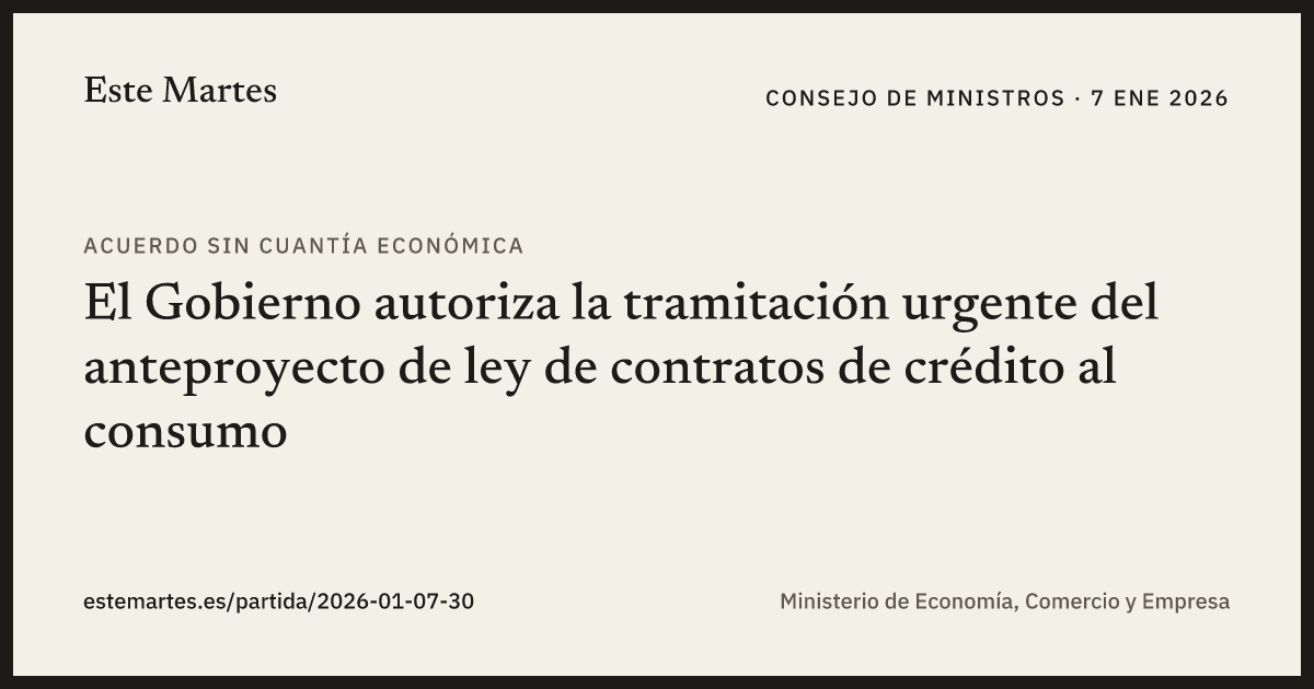 Tarjeta: El Gobierno autoriza la tramitación urgente del anteproyecto de ley de contratos de crédito al consumo