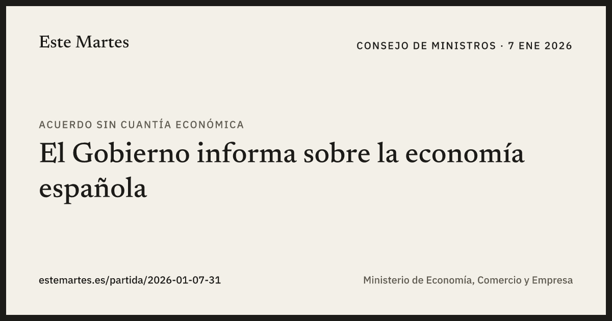 Tarjeta: El Gobierno informa sobre la economía española