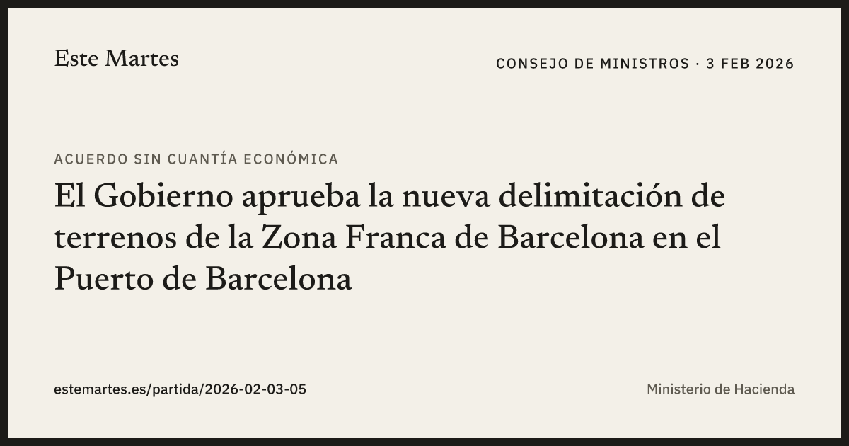 Tarjeta: El Gobierno aprueba la nueva delimitación de terrenos de la Zona Franca de Barcelona en el Puerto de Barcelona