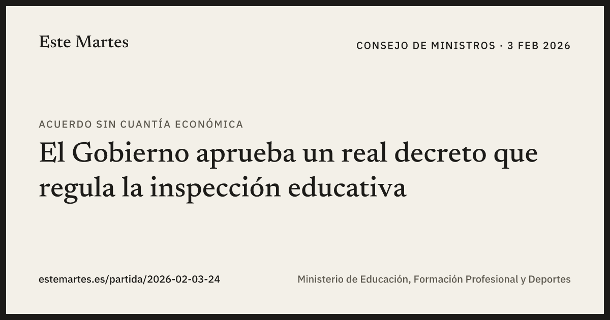 Tarjeta: El Gobierno aprueba un real decreto que regula la inspección educativa