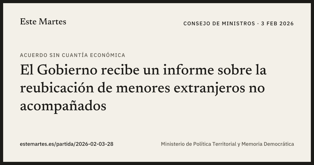 Tarjeta: El Gobierno recibe un informe sobre la reubicación de menores extranjeros no acompañados