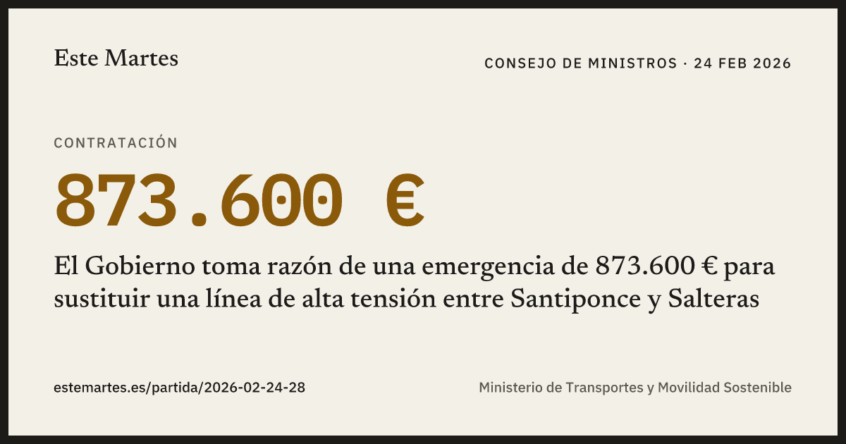 Tarjeta: El Gobierno toma razón de una emergencia de 873.600 € para sustituir una línea de alta tensión entre Santiponce y Salteras
