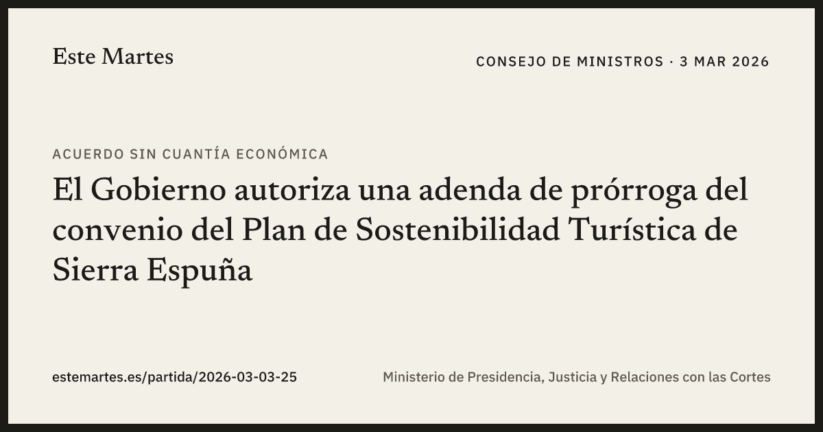 Tarjeta: El Gobierno autoriza una adenda de prórroga del convenio del Plan de Sostenibilidad Turística de Sierra Espuña