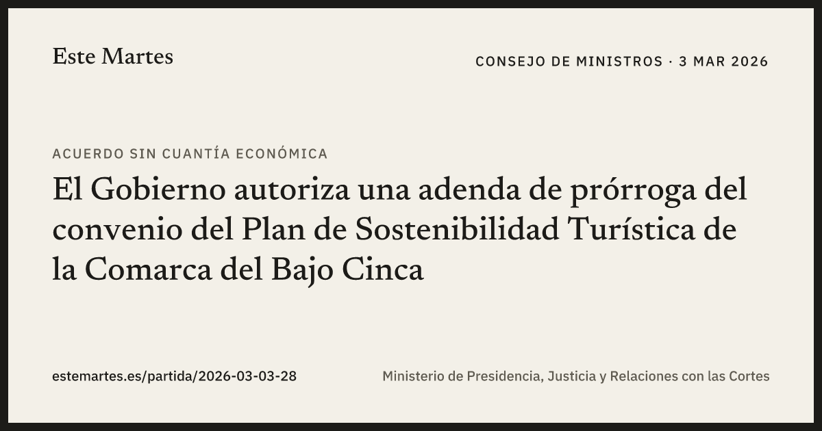 Tarjeta: El Gobierno autoriza una adenda de prórroga del convenio del Plan de Sostenibilidad Turística de la Comarca del Bajo Cinca