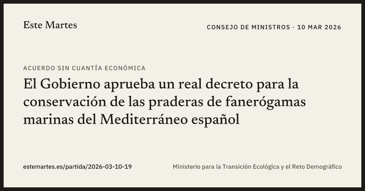 Tarjeta: El Gobierno aprueba un real decreto para la conservación de las praderas de fanerógamas marinas del Mediterráneo español