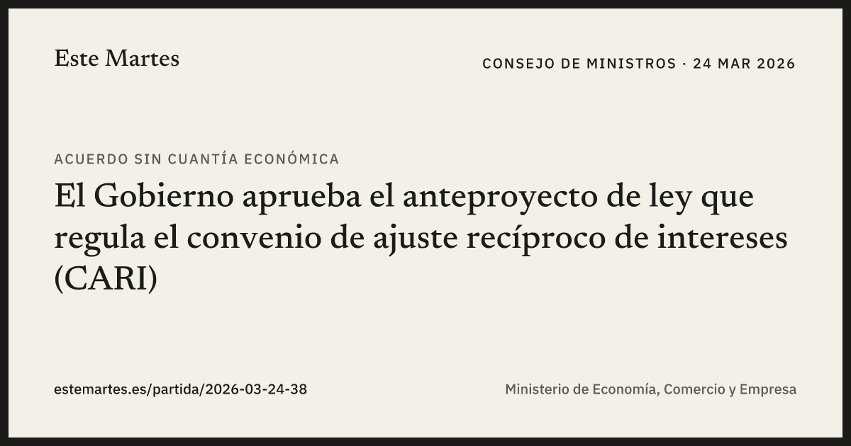Tarjeta: El Gobierno aprueba el anteproyecto de ley que regula el convenio de ajuste recíproco de intereses (CARI)