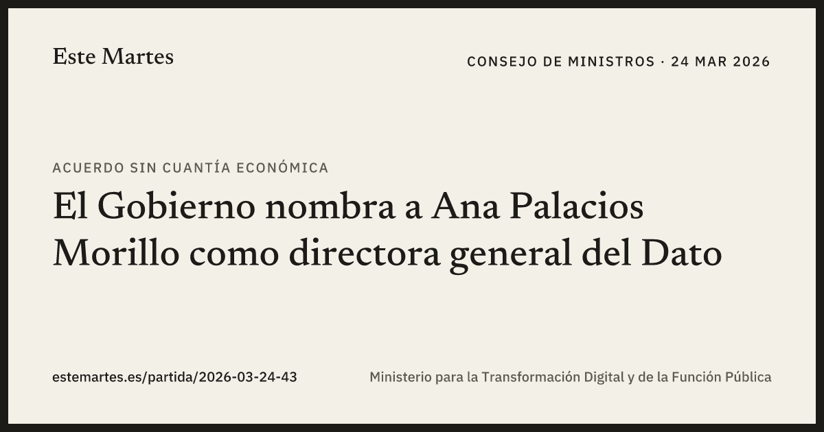 Tarjeta: El Gobierno nombra a Ana Palacios Morillo como directora general del Dato