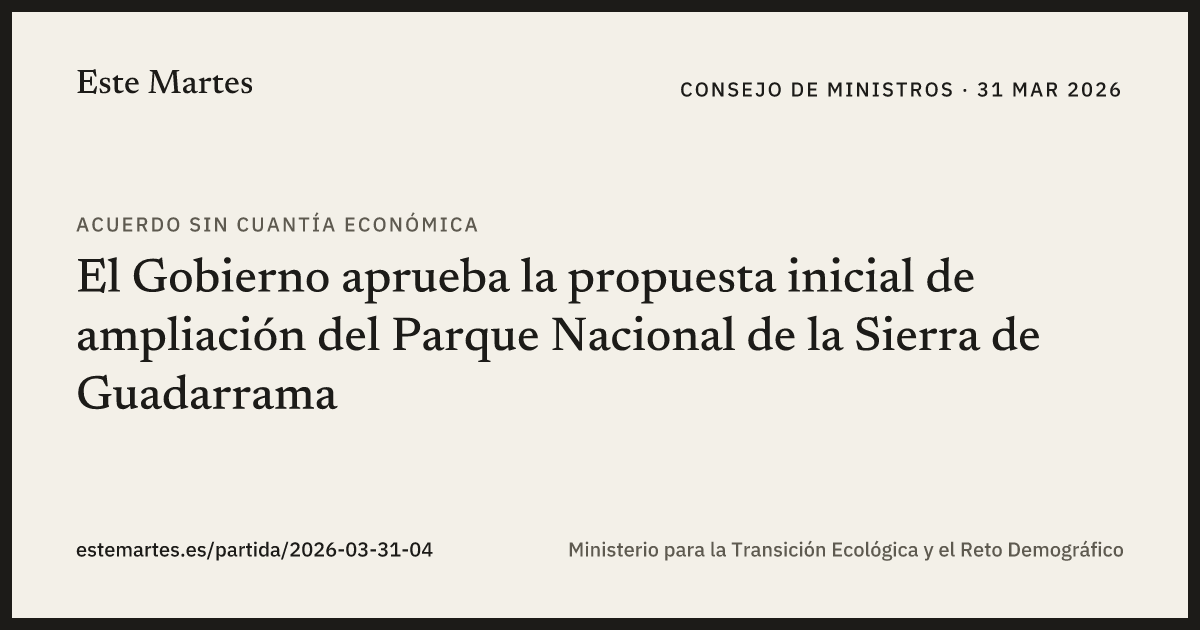 Tarjeta: El Gobierno aprueba la propuesta inicial de ampliación del Parque Nacional de la Sierra de Guadarrama