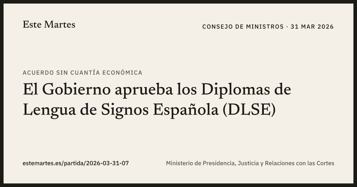 Tarjeta: El Gobierno aprueba los Diplomas de Lengua de Signos Española (DLSE)