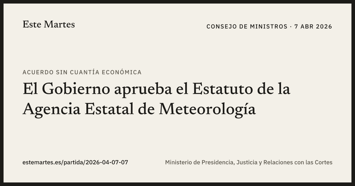 Tarjeta: El Gobierno aprueba el Estatuto de la Agencia Estatal de Meteorología
