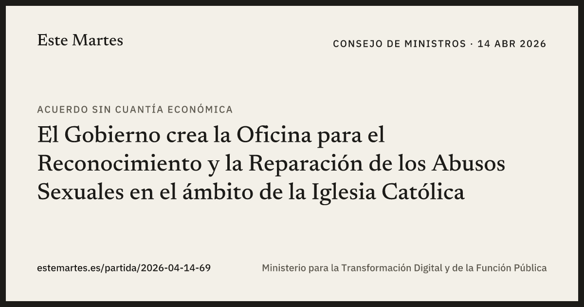 Tarjeta: El Gobierno crea la Oficina para el Reconocimiento y la Reparación de los Abusos Sexuales en el ámbito de la Iglesia Católica