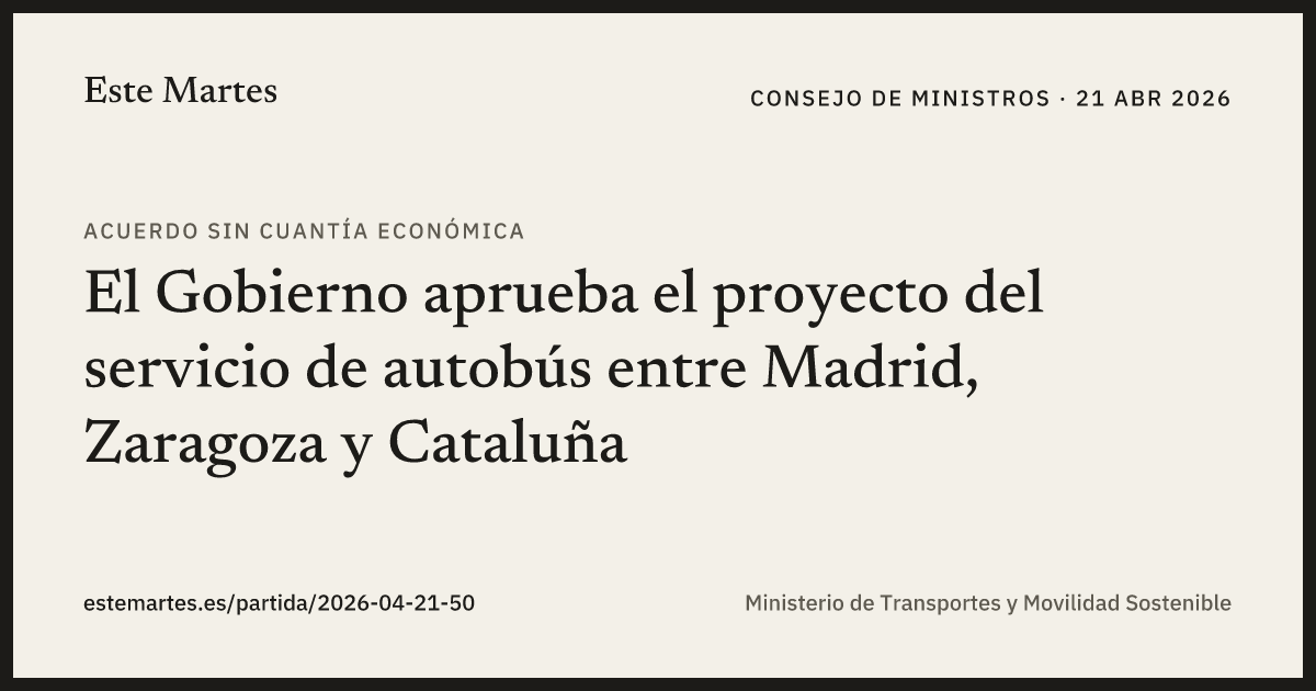 Tarjeta: El Gobierno aprueba el proyecto del servicio de autobús entre Madrid, Zaragoza y Cataluña