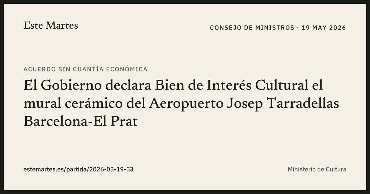 Tarjeta: El Gobierno declara Bien de Interés Cultural el mural cerámico del Aeropuerto Josep Tarradellas Barcelona-El Prat