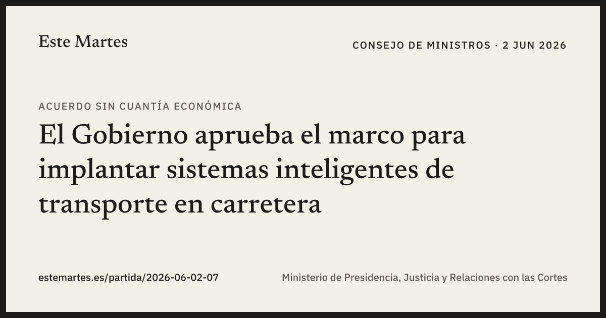 Tarjeta: El Gobierno aprueba el marco para implantar sistemas inteligentes de transporte en carretera