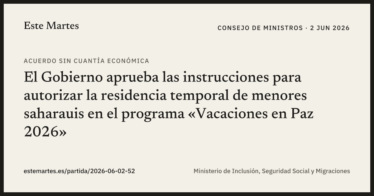 Tarjeta: El Gobierno aprueba las instrucciones para autorizar la residencia temporal de menores saharauis en el programa «Vacaciones en Paz 2026»