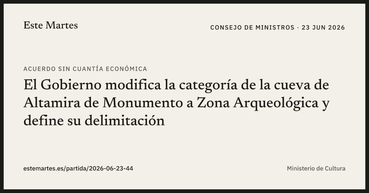 Tarjeta: El Gobierno modifica la categoría de la cueva de Altamira de Monumento a Zona Arqueológica y define su delimitación