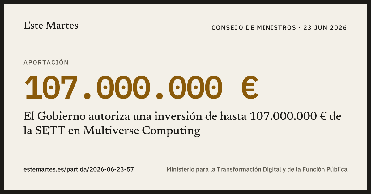 Tarjeta: El Gobierno autoriza una inversión de hasta 107.000.000 € de la SETT en Multiverse Computing