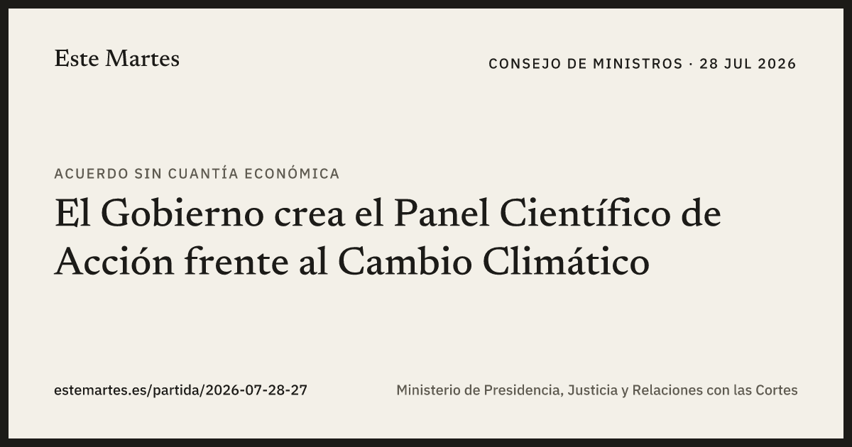 Tarjeta: El Gobierno crea el Panel Científico de Acción frente al Cambio Climático