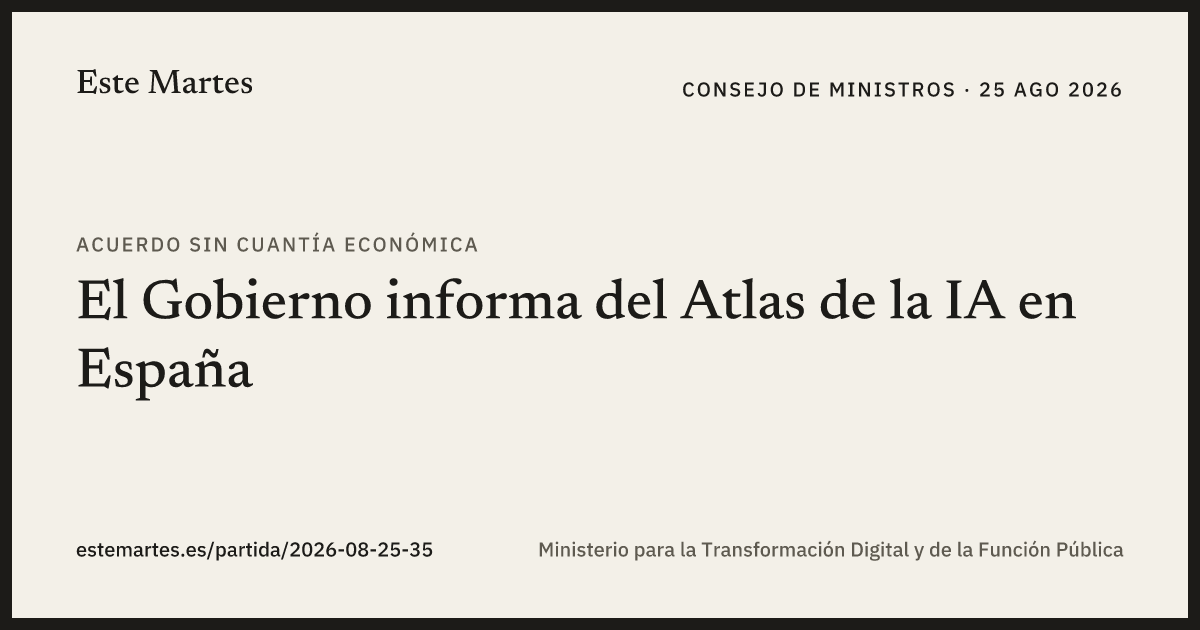 Tarjeta: El Gobierno informa del Atlas de la IA en España